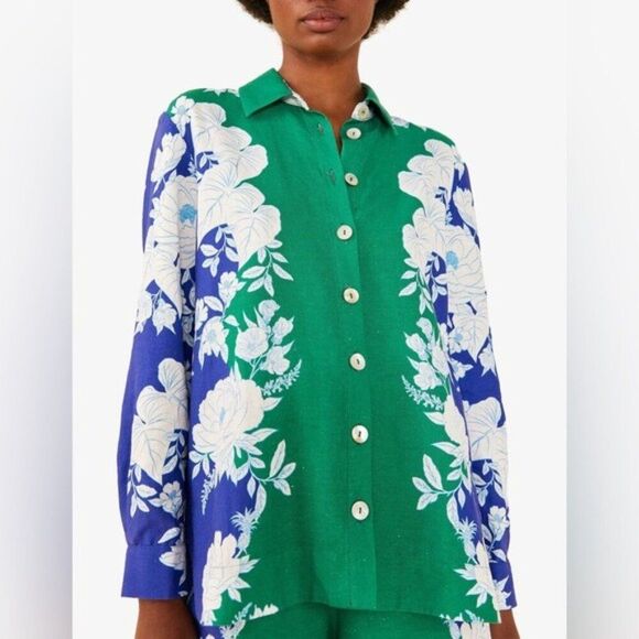 FarmRio Soft Garden Linen Blend Floral Shirt, NWT, Size XL - Picture 11 of 16